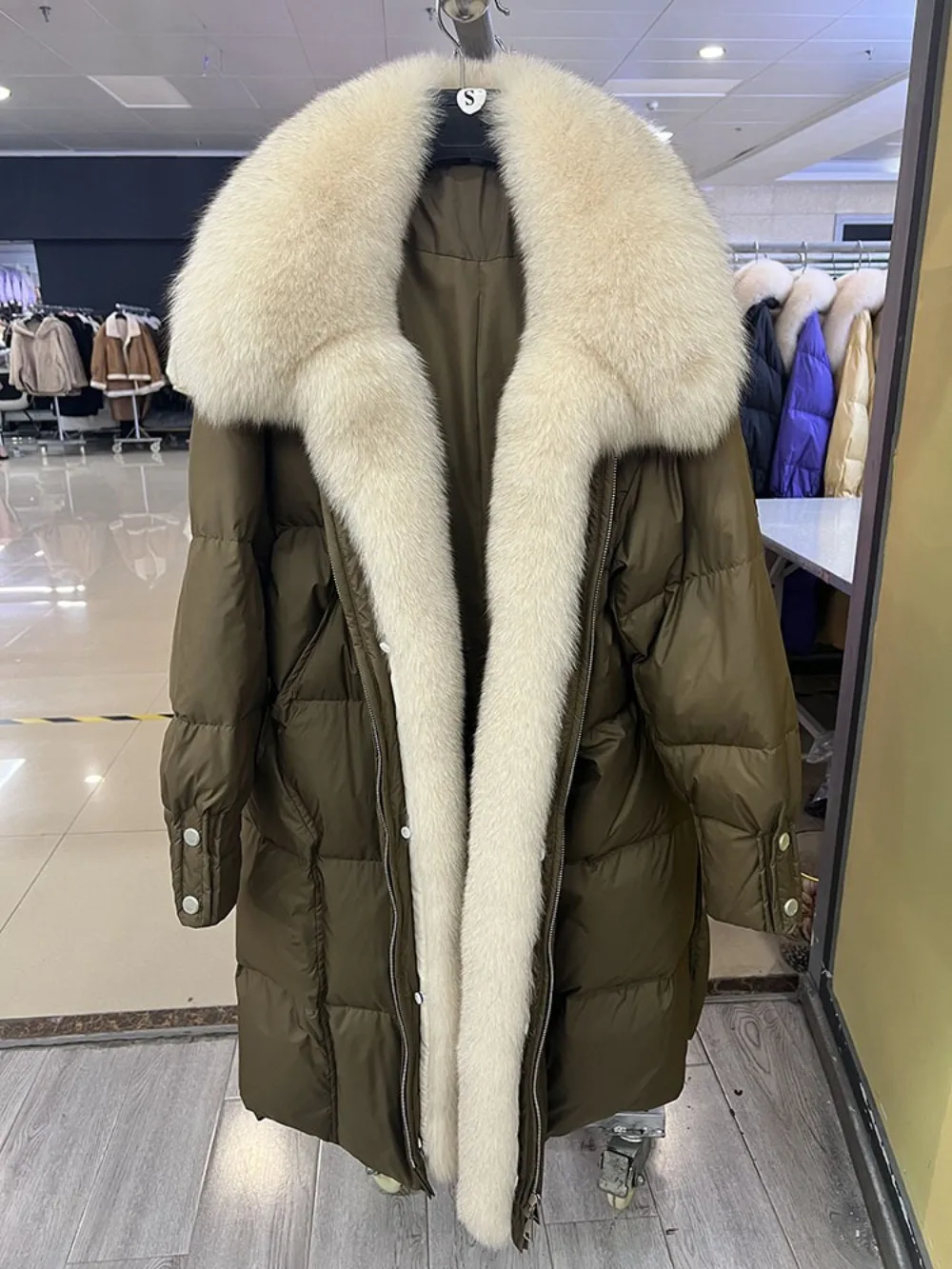 Silver Fox Fur Collar 2024 Real Fur Coat Women Winter Real White Goose Down Jacket Long Thick Warm Luxury Parka Female Outwear