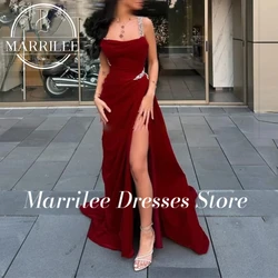 Marrilee-vestidos de dama de honor con diamantes de imitación brillantes, personalizados, sexys, con tirantes finos, sin mangas, con abertura lateral alta