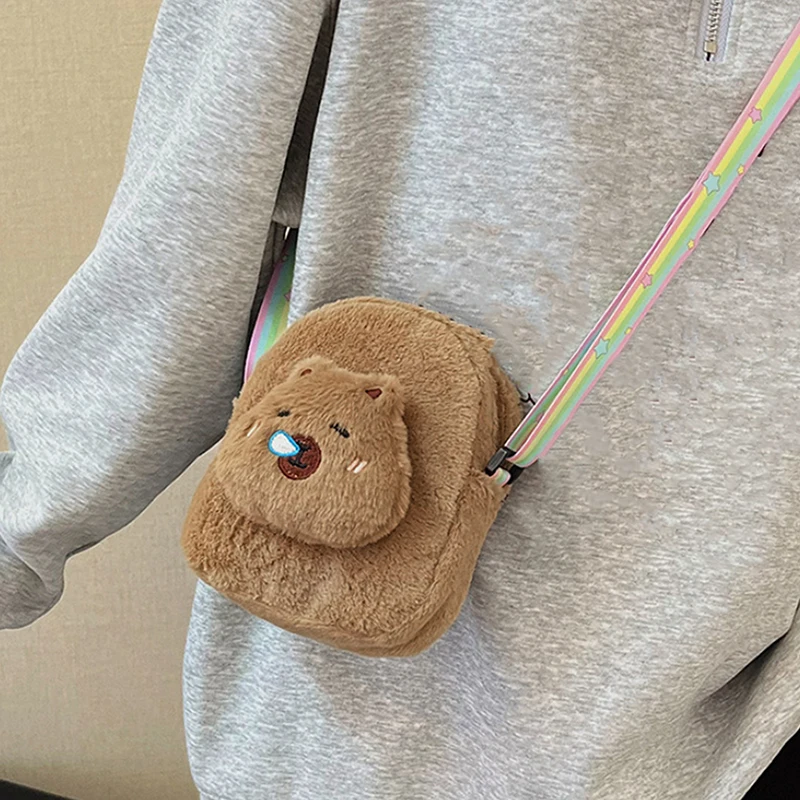

Women's Cute Small Brown Bear Shoulder Bag Personalised Cartoon Plush Doll Crossbody Kawaii Animal Backpack Gift