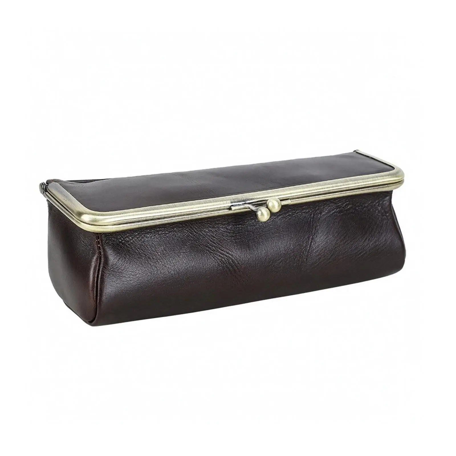 brown-leather-pencil-holder-organizer-with-clasp-closure-for-students-adults-portable-stationery-storage-case