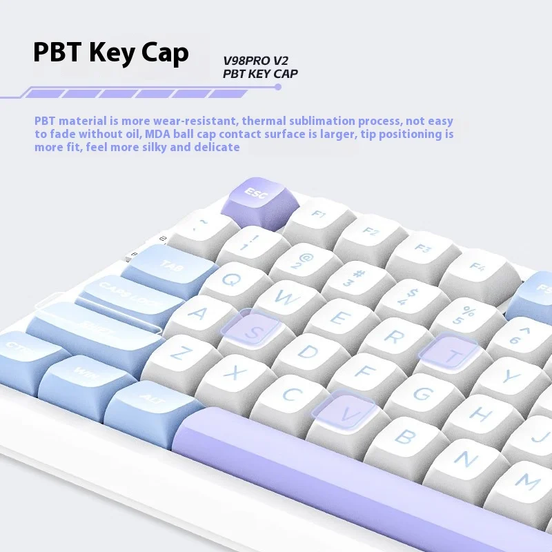 Imagem -03 - Teclado Mecânico de Jogos Tri-mode 2.4g sem Fio Bluetooth 99 Keys Hot Swap Pbt Ergonomia Personalizado Vgn-v98pro v2