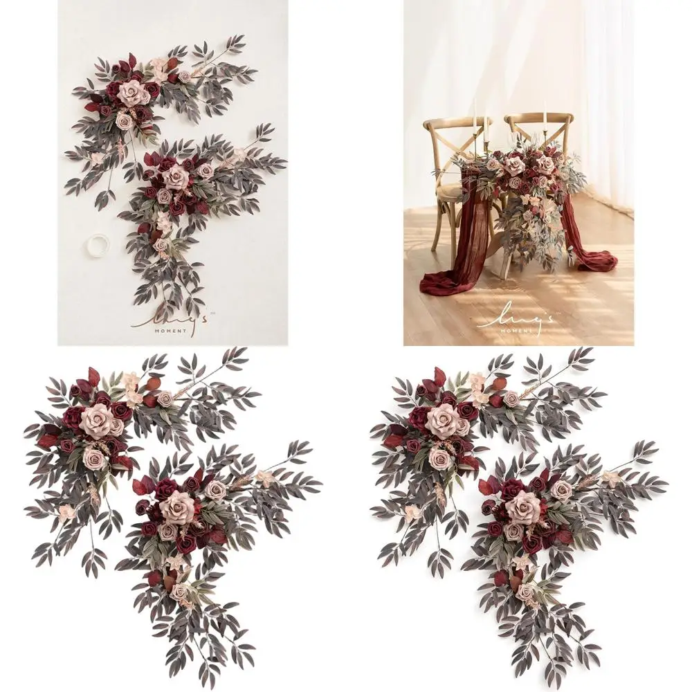 

Искусственные цветочные лампочки бордового цвета и пыльной розы для свадебных центральных элементов, стола в форме сердца и декора сада