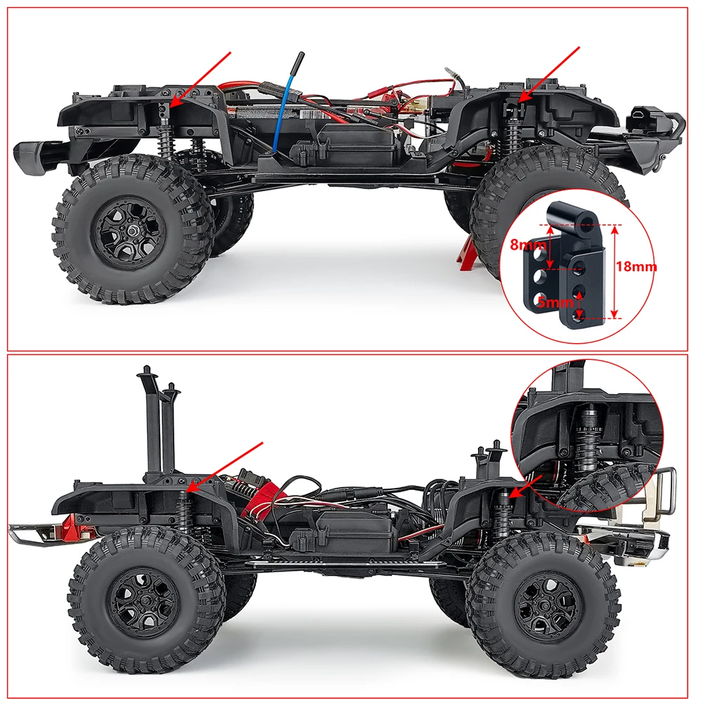 YEAHRUN Aluminum Alloy Front & Rear Shock Absorber Towers Mount for TRX-4 Defender Bronco Blazer 1/10 RC Crawler Car