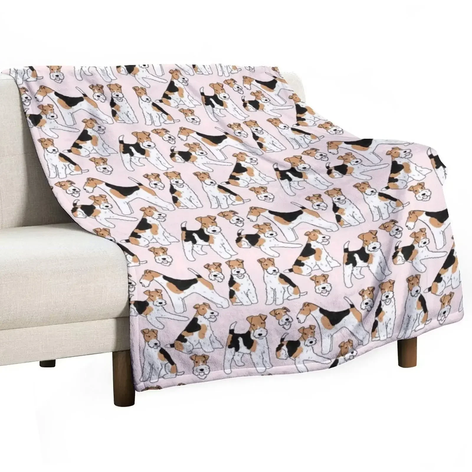 

Wire Fox Terrier cute illustration pattern Throw Blanket Furrys Decorative Beds Blankets