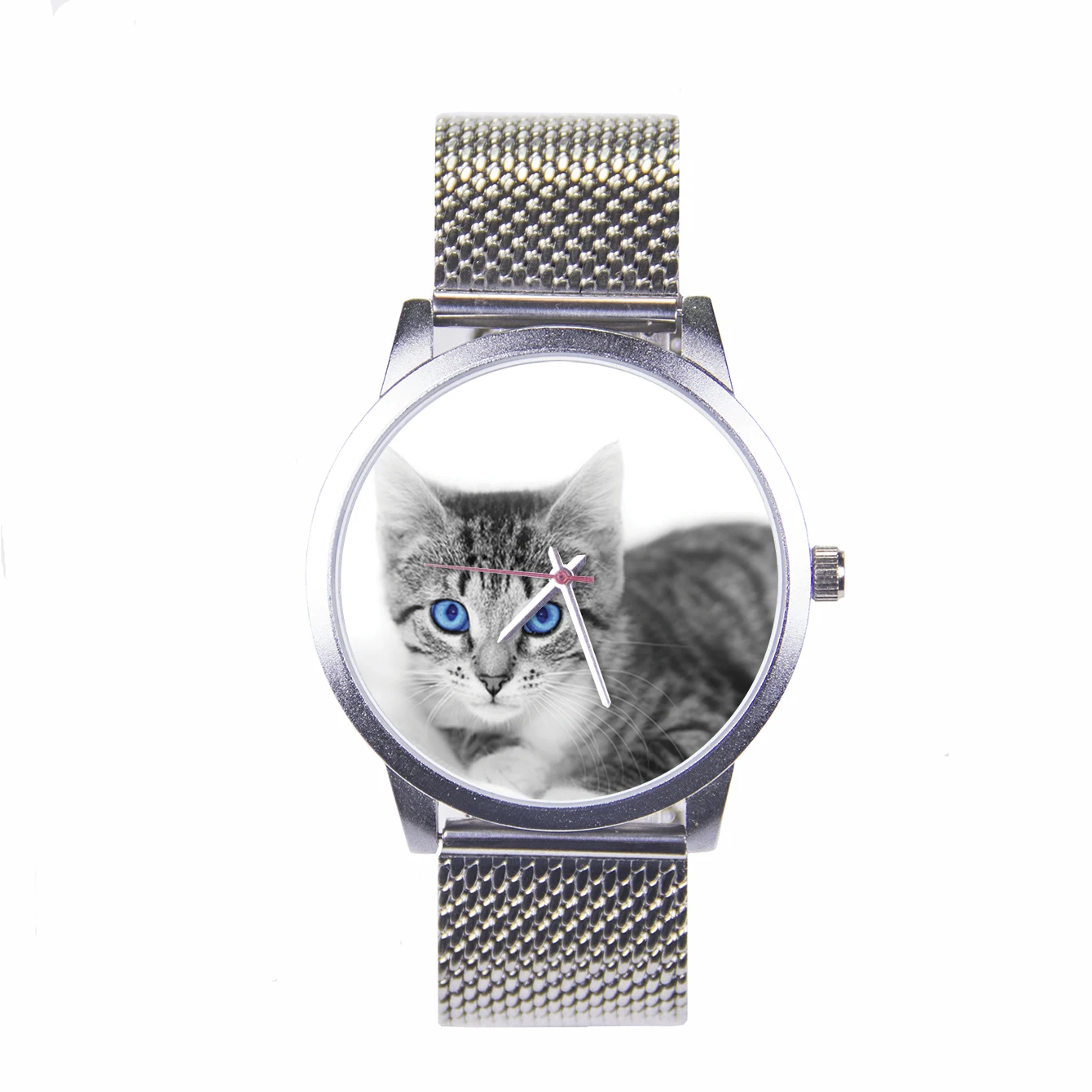 Unique Curren Men's Watch Quartz Movement Pet Official Site Silver Case Men's Stylish Watches Individuality Cat