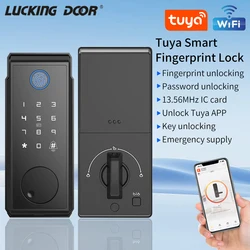 Tuya Smart Fingerprint Door Lock Keyless Entry Door Lock Built-in WiFi Deadbolt Smart Door Lock No Bridge Require Easy Install