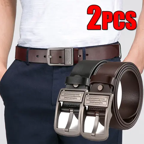 New in Luxury Leather Men s Belt Fashion Metal Alloy Pin Buckle Adult Casual Business Waist Strap for Jeans