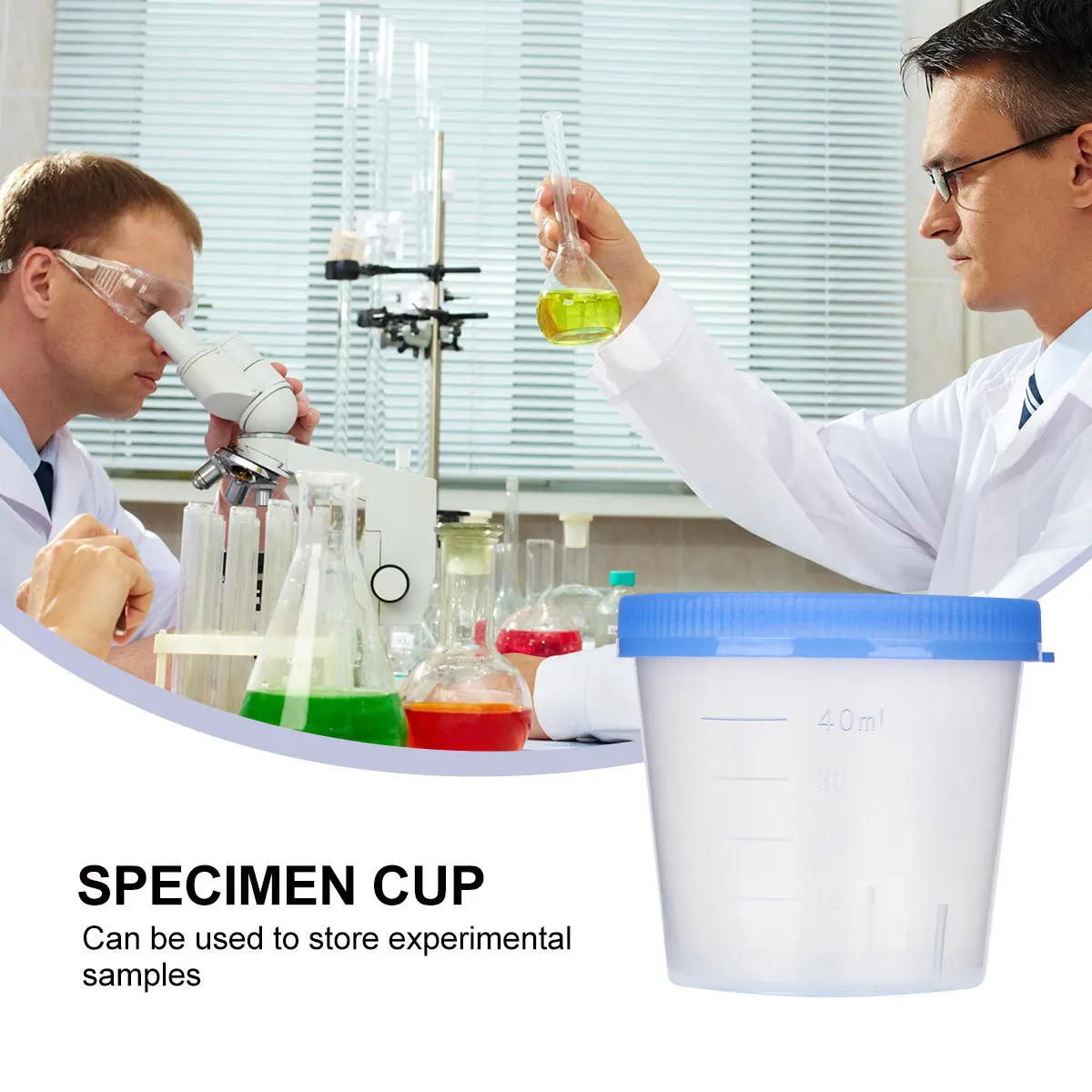 

50pcs 40Ml Urine Cup Specimen Collection Cups Leakproof Sterile Packaging Matte Label For Name Date Recording Plastic Urine