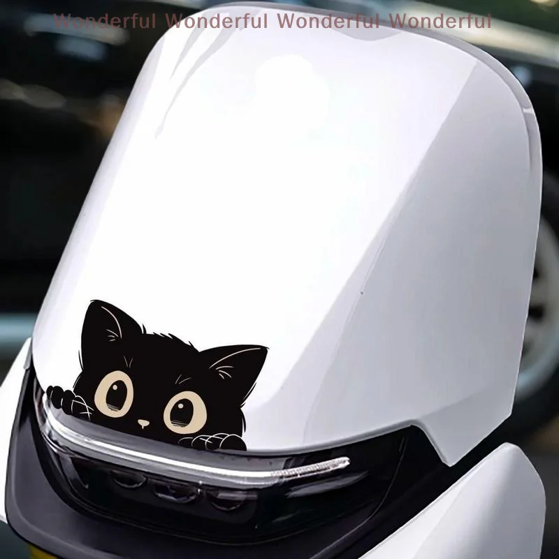 شارات فينيل للمركبة: مجموعة مكونة من 4 حجب للخدش، وزخارف قطة سوداء مقاومة للماء للسيارات والدراجات النارية