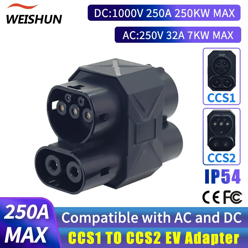 

CCS1 TO CCS2 250A SAE J1772 AC+DC Fast 250KW Electric Vehicle Charge Ev Charging Adapter