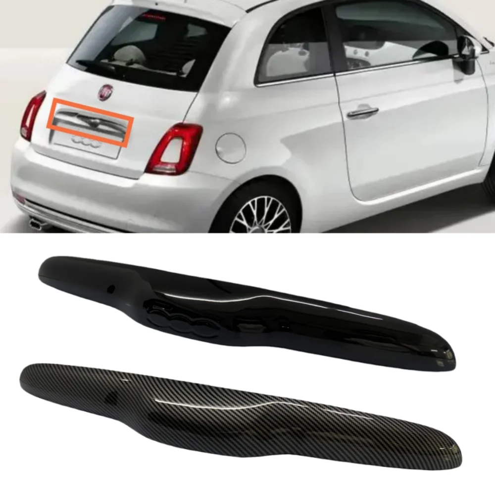 光沢のある黒色の車のトランクリッドテールゲートブーツハンドルカバートリム-フィアット500-08-23-アバルト595-2012-2023-アバルト695-2010-2023用