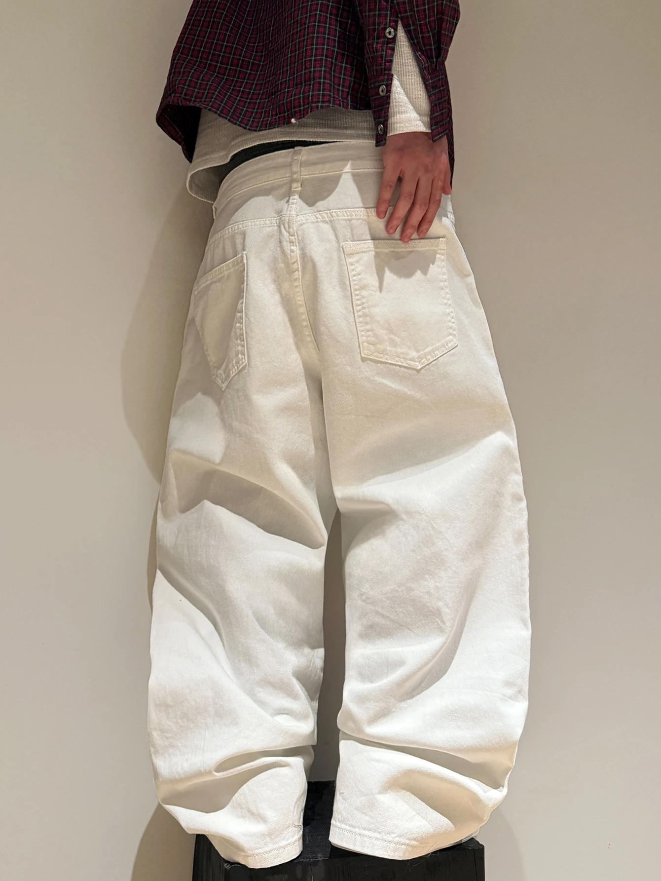 Men's Versatile Baggy Wide-Leg Jeans, Retro Y2K White Men's Casual Pants, Streetwear Men's Trousers, Suitable For All Seasons view 5