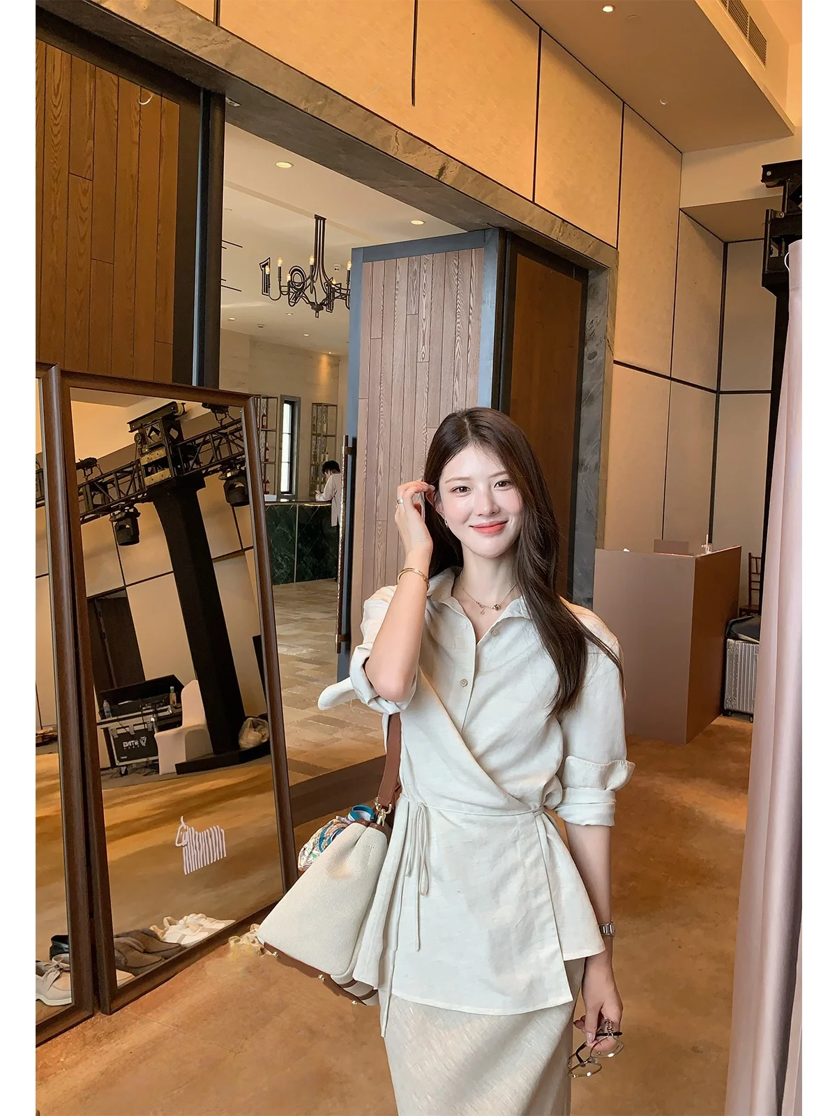 

Seeyouiceland Feerique Cool: Новая женская блузка из шелка и льна с бантом, повседневная, с длинным рукавом, устойчивая к деформации