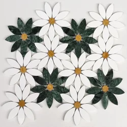 Building materials marble white-green stone mosaic sunflower toilet balcony residential hotel floor decoration background wall