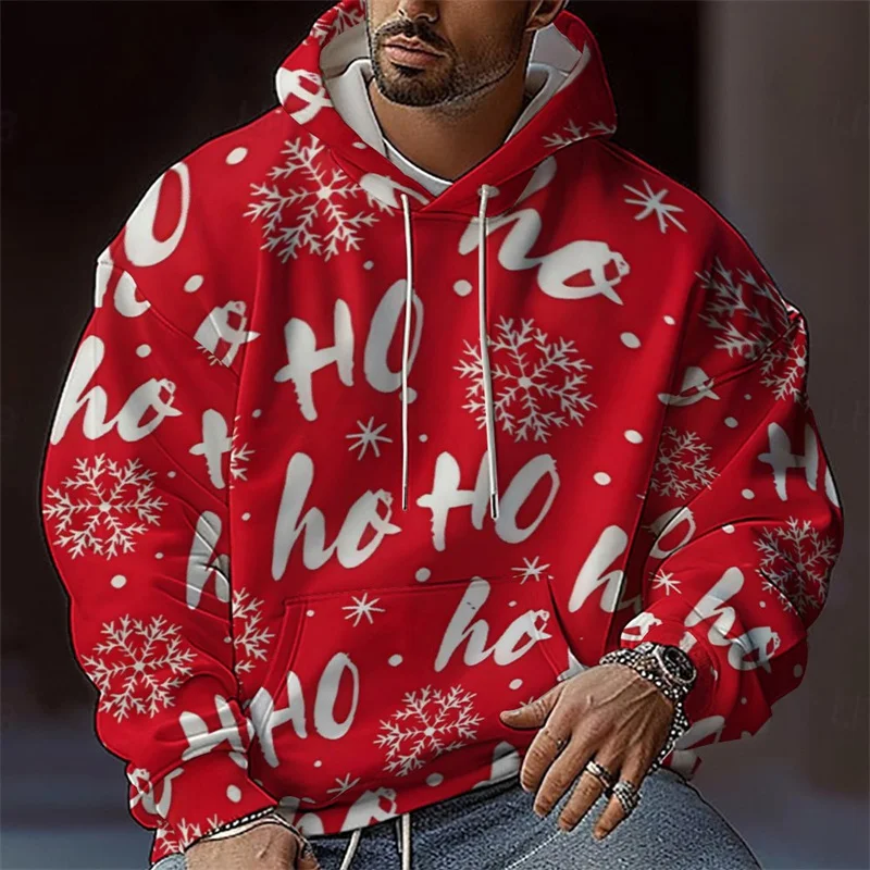 

Christmas Style Men's Hoodie Sweatshirt Autumn Winter Long Sleeve Christmas Snowflake 3D Printed Street Hoodie Tops 6XL