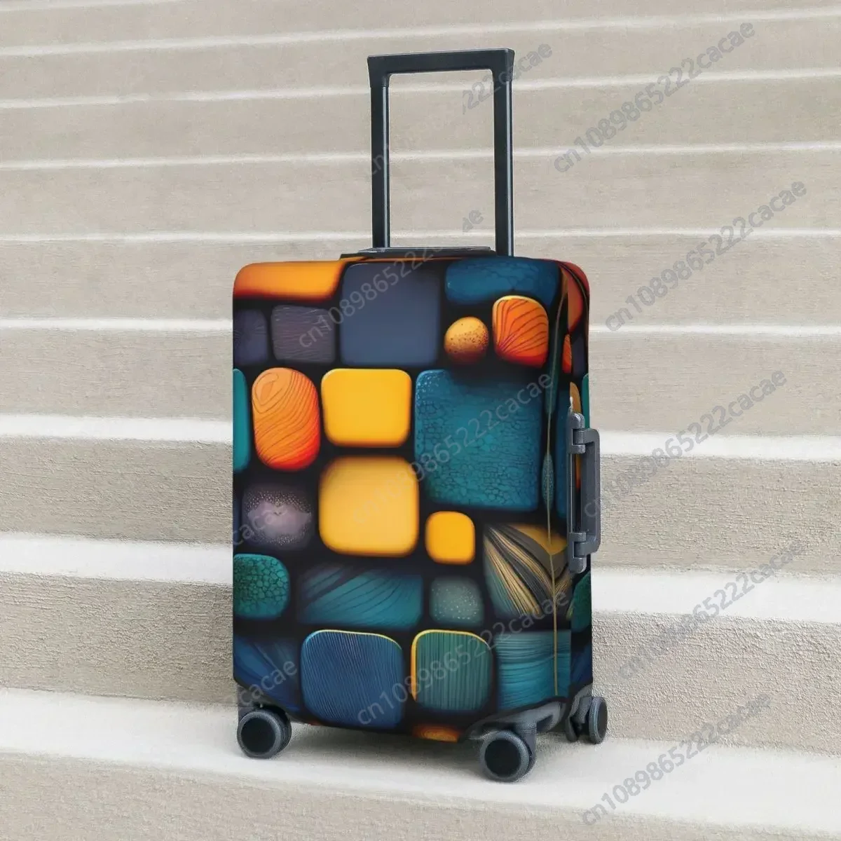 

Colorful Cubes Suitcase Cover Geometry Pattern 3d Cruise Trip Flight Practical Luggage Case Protector