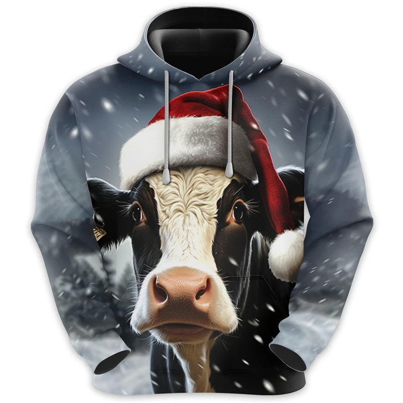 Cute Cow Pattern Hoodies Fashion Autumn Winter Long Sleeve Funny Animals Cows 3D Printed Sweatshirt Casual Loose Kids Pullovers