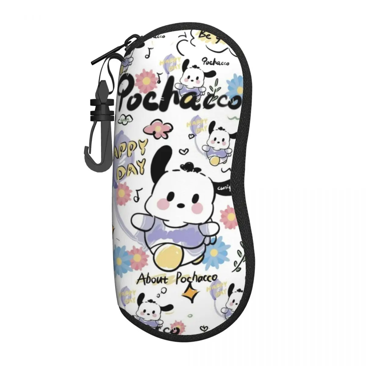 Custom Pochacco Happy Day Eyeglass Glasses Case Women Men Soft Sunglasses Protective Box