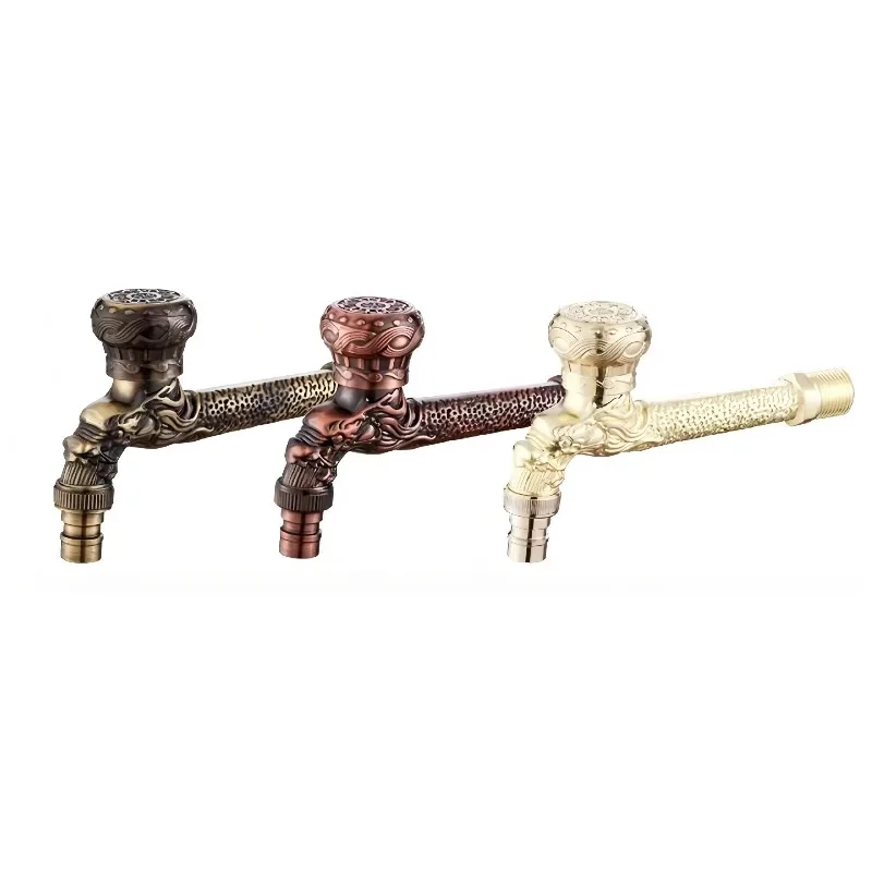 Mop Basin with Four-in-one Wall-mounted American-style Antique Faucet and Extended European-style Vintage Faucet