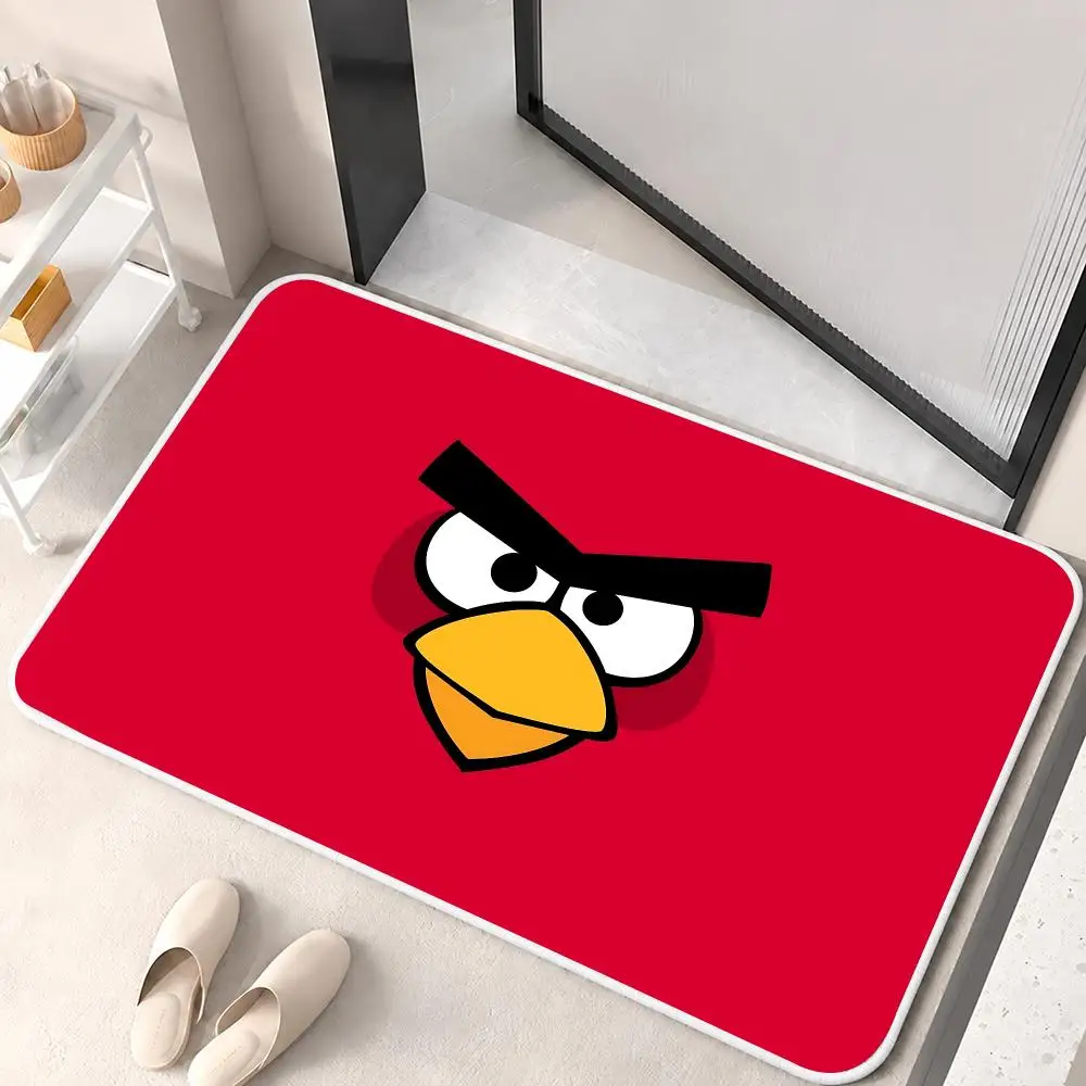 A-Angry Birds Classic Game Floor Mat Flannel Rug Soft Non Slip Washable Door Mat For Bathroom Bedroom Kitchen Home Decor