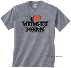 100% Cotton T-shirts Men's Funny Tees I Love Midget Porn T Shirt Novelty Tops For Adult Gift Clothes