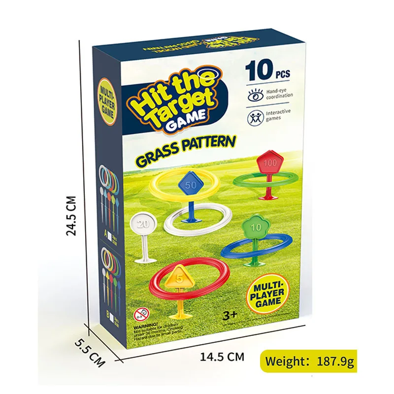 10pcs Plastic Rings+Distance Marking Set Kids Ring Toss Booth Carnival Sports Toys Throwing Speed Training Games Random Color