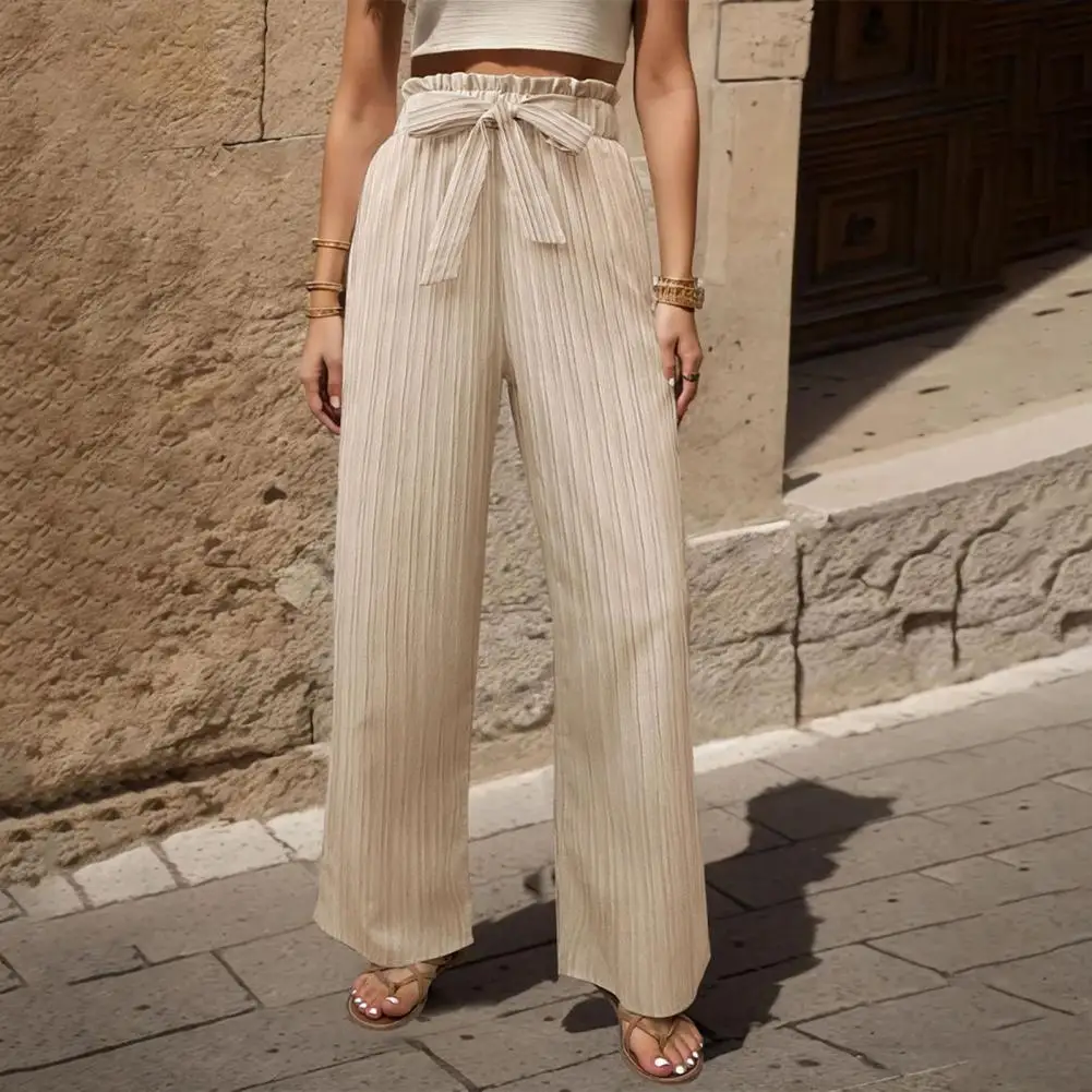 Women Wide-leg Pants Stylish Women's High Waist Lace-up Wide Leg Pants for Casual Streetwear Fashion Loose Fit Casual Pants