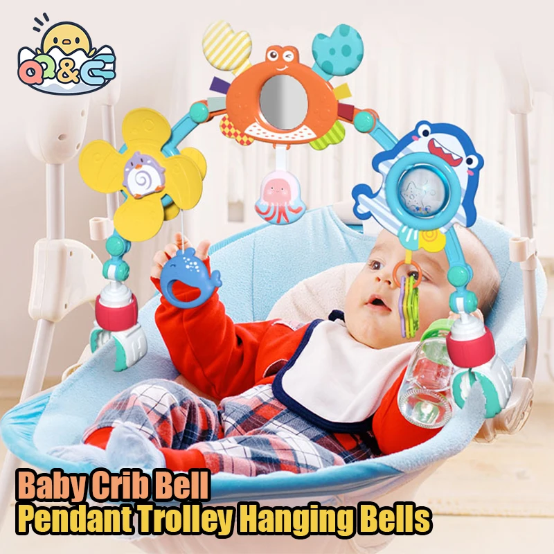 Baby Crib Bell Toy Comfort Pendant Trolley Hanging Bells Educational Toys Newborn Rattles Plush Stroller Cartoon 0-24 Monthsl