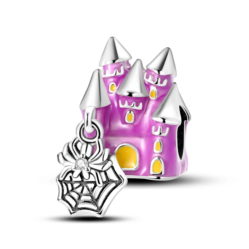 Charms Plata 925 Halloween Spider Haunted House Beads Fit Original 925 Bracelets Charms For Women Jewelry DIY Making Gifts