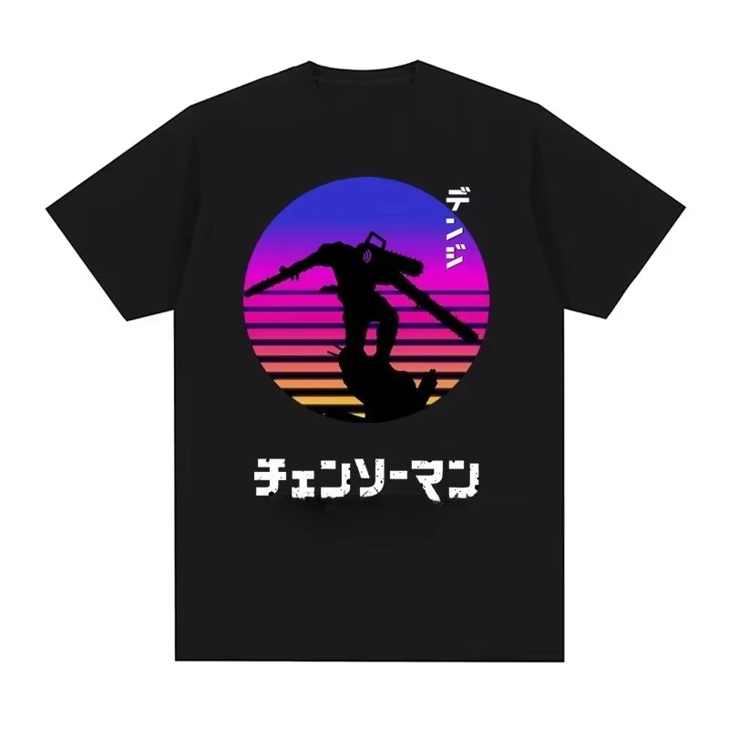 انمي ياباني بالمنشار تي شيرت 100% القطن الخالص الرجال Harajuku قصيرة الأكمام تي شيرت نمط كوميدي مطبوعة قصيرة الأكمام