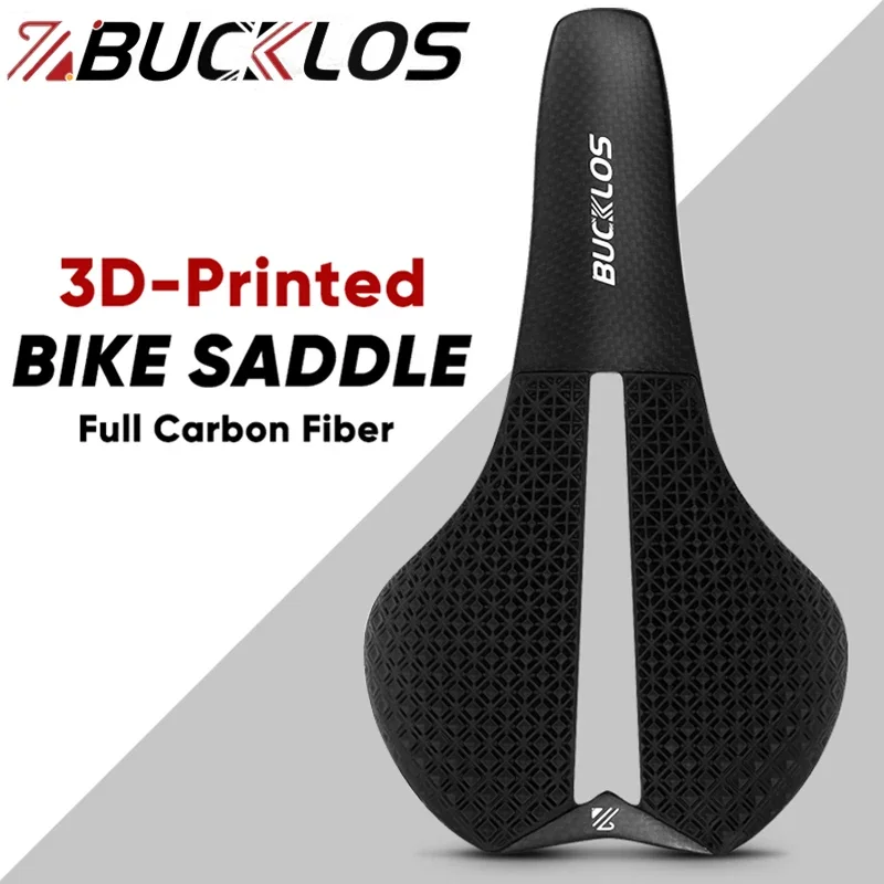 

BUCKLOS Bike 3D Printed Carbon Saddle 145mm Ultralight Road Mountain Bike 3D Saddle Ergonomic Cycling Seat Cushion MTB Part