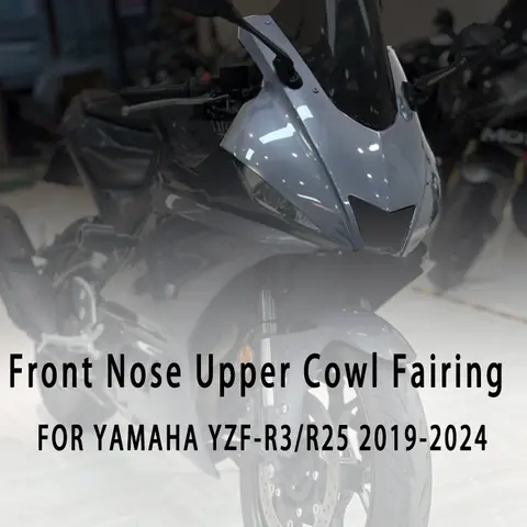 Yamaha YZF R3 R25 2019-2024 앞 코 어퍼 카울 페어링 헤드 라이트 커버 마스크 커버 코 업그레이드 스타일 작은 눈
