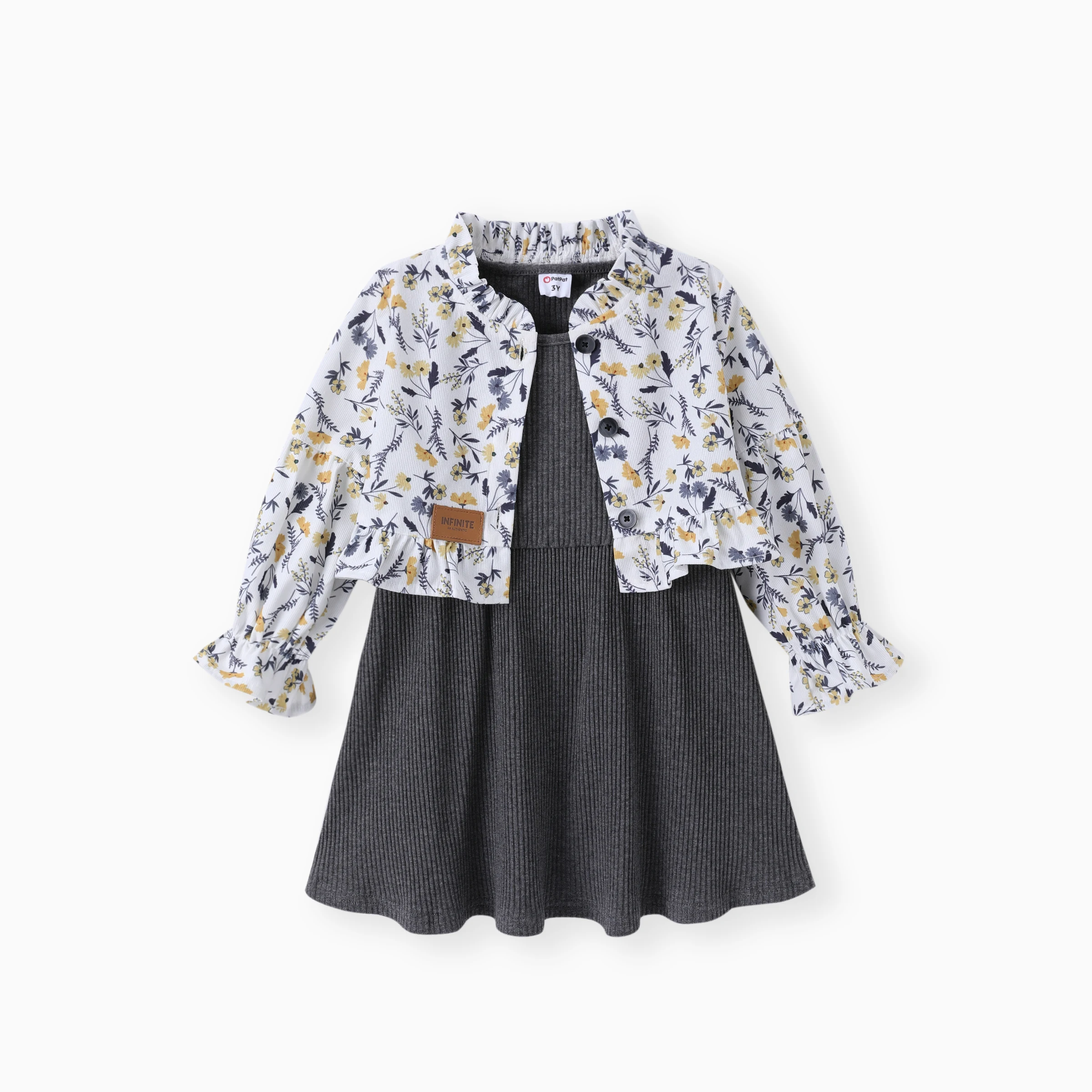 PatPat-Conjunto de chaqueta y vestido con estampado Floral para niña pequeña, 2 piezas