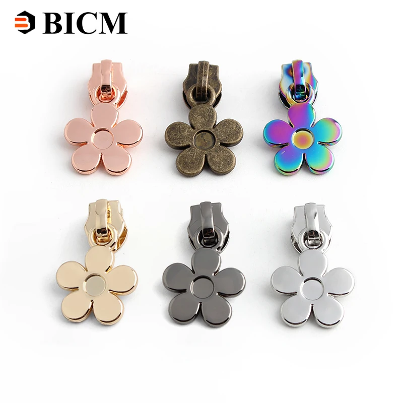 10Pcs Flower Zipper Pull 5# Zipper Slider For Nylon Zippers Tape Bag Zip Puller Repair Kits DIY Garment Sewing Accessories