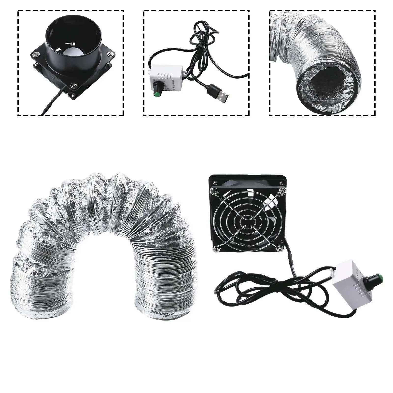 1set Fan With Tube For Smoke Absorber Fume Extractor Fan Pipe Duct Exhuast Fan USB Adjustable Speed Household Tools Spare Parts