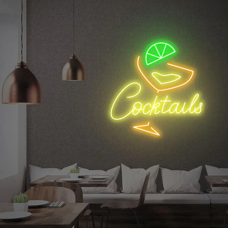 Imagem -02 - Neon Sinais de Cocktails Luzes Led Sign Lâmpada Decorativa de Parede Bar e Clube Hotel Pub Café Sala de Café Sala Adolescente Festa