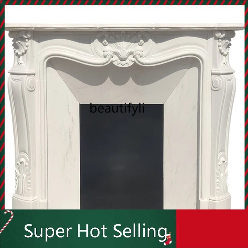 

D071 Stone Fireplace White Marble French Indoor European Style Curio Cabinet Marble Mantelshelf