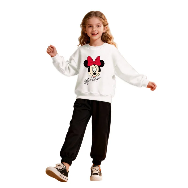 

Весенне-осенний свитшот с Минни для маленьких девочек, топы с длинными рукавами, детские толстовки с героями мультфильмов, пуловеры, свитер, детская одежда для девочек
