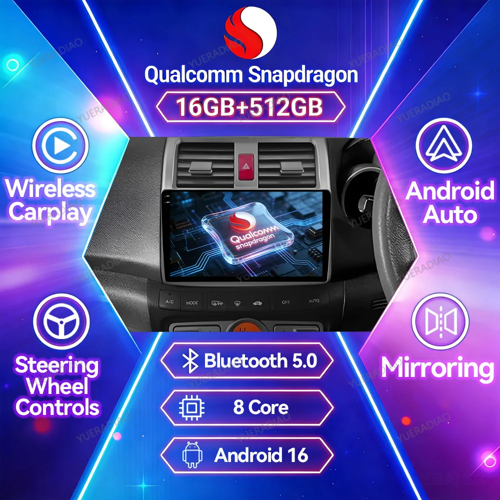 Android 16 Car Radio For HONDA AIRWAVE 2005 - 2010 Multimedia Video Player 4G LTE 5G WIFI Head Unit GPS NAVI BT Qualcomm 2DIN