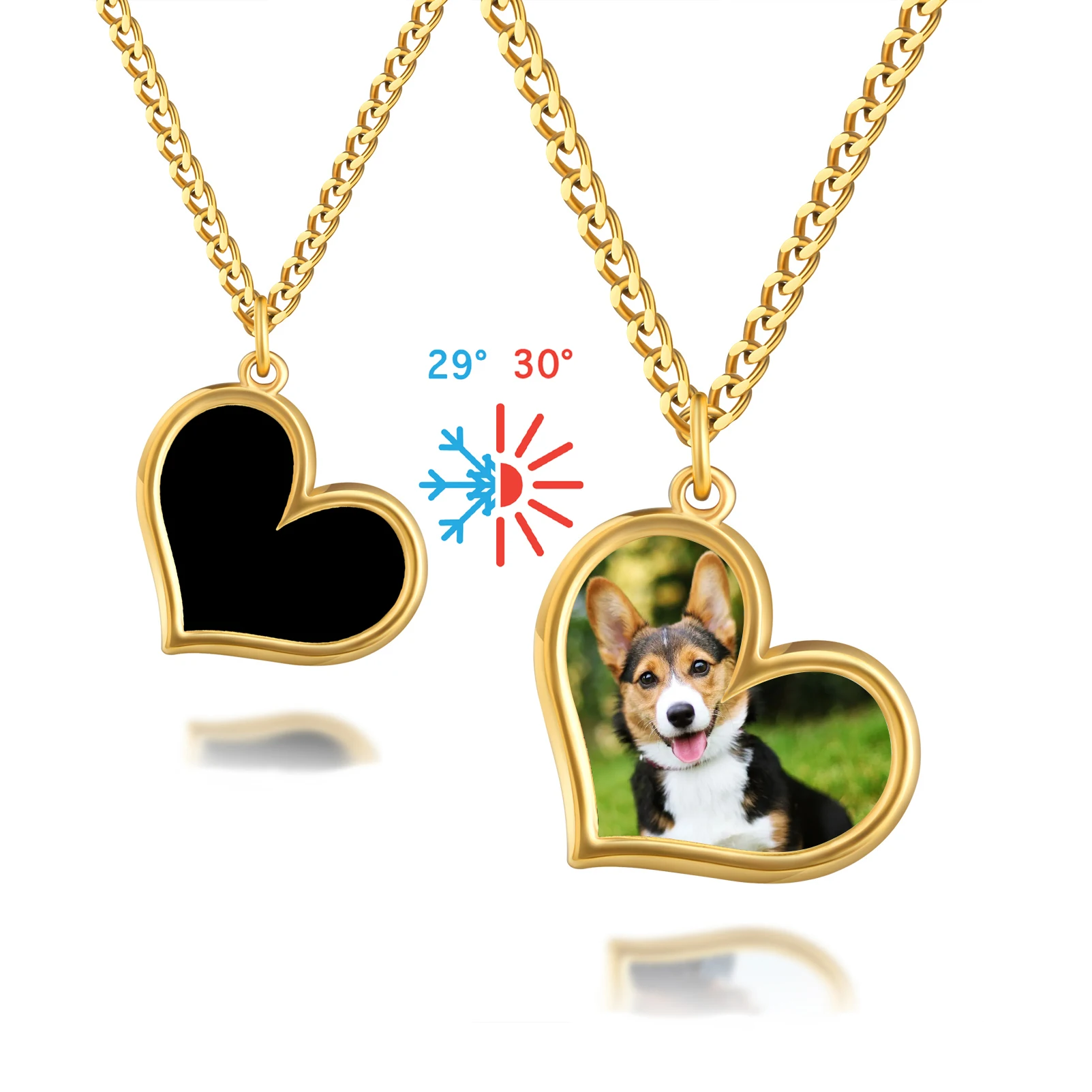 Heart Custom Hidden Picture Necklaces Magic Necklace With Personalized Photo Heat-Activated Necklace Christmas Gifts for Mom