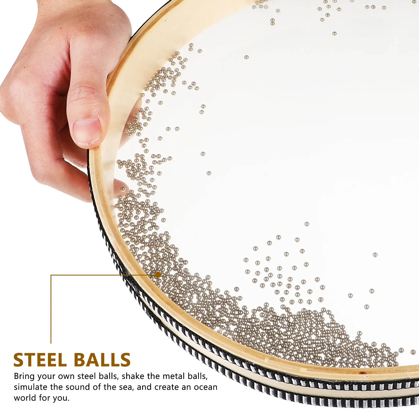

2Pcs Ocean Drums Round Wave Drums Filled with Steel Balls Percussion Instruments Handheld Musical Instruments for Meditation