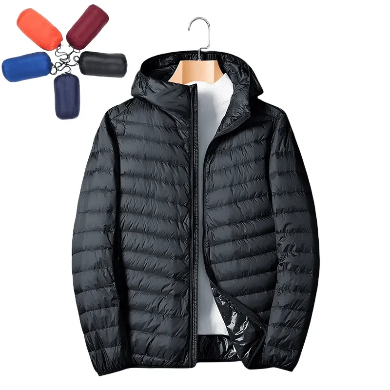 

New Autumn Winter Down Jacket Men Ultra Light Windproof Waterproof Anti Fouling Anti-Oil White Duck Portable Hooded Coat Male