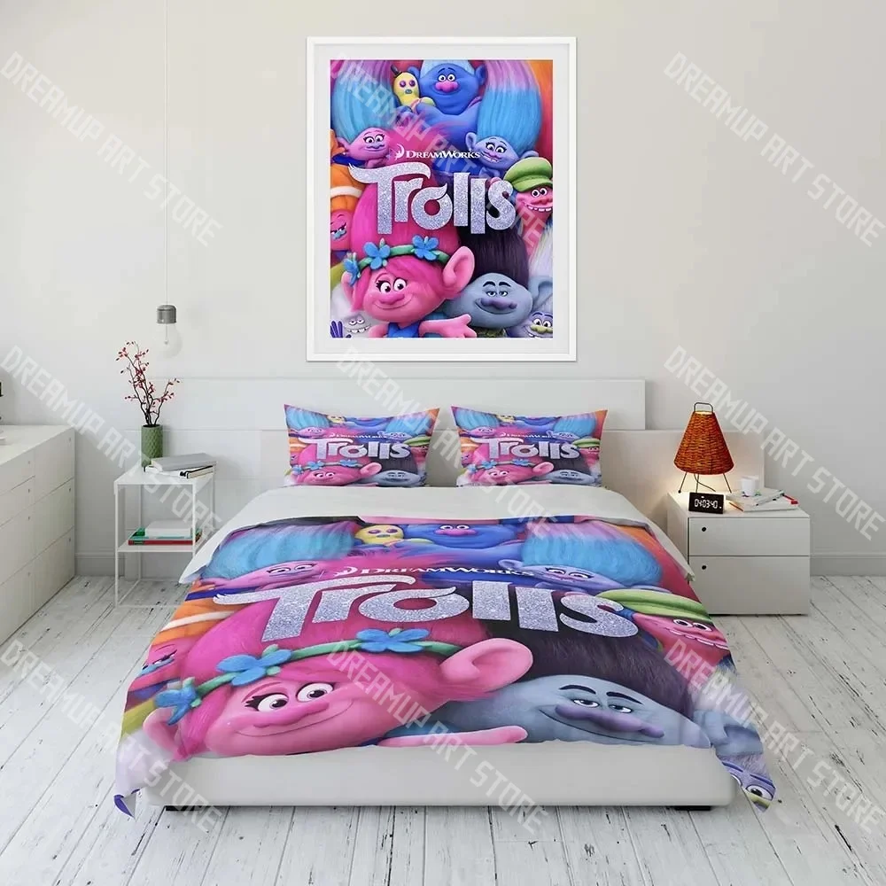 3D Print Branch Poppy Cartoon Trolls Bedding Set Twin Queen King Full Size Duvet Cover Pillowcase Bed boys girls Adult Home