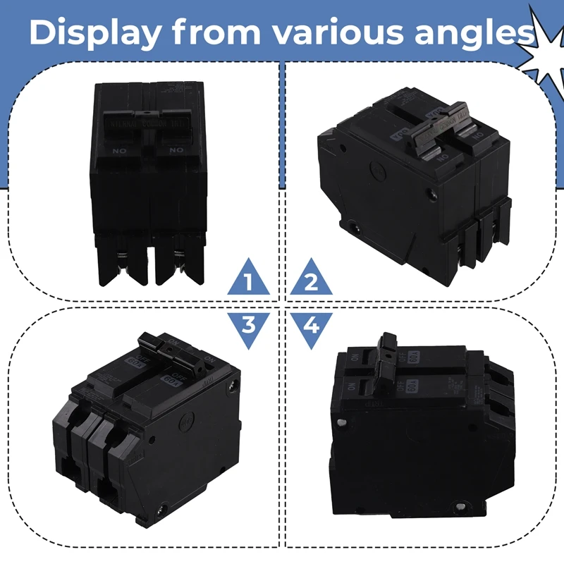 Electrical 60A 2 Pole HO Circuit Breaker,US Standard Miniature Black Circuit Breaker 120/240V US Plug