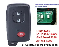 KEYECU Tanie bezkluczykowe inteligentne klawisze FOB 3BTN 314,3 MHz GNE Board271451-5290 dla Toyota Prius C V 4-Runner Venza dla Scion TC HYQ14ACX