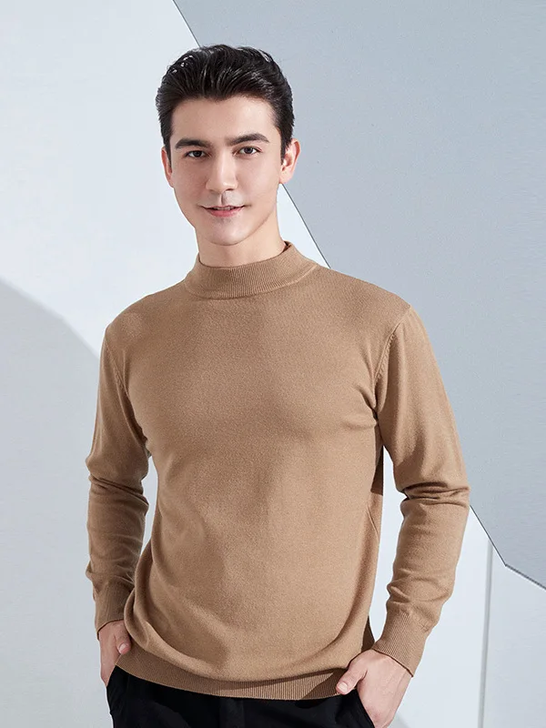 Men's Autumn Winter Thiened Woolen Sweater Casual Slim Fit Knitted Sweater f High Collar Loose Velvet irt Base Layer