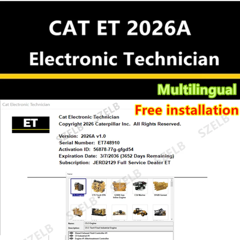 

For CAT ET 2026A Electronic Technician Diagnostic Software Applicable to CAT COMM ADAPTER III NEXIQ USB LINK 1 and ll