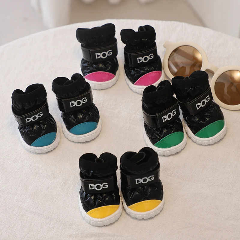 

Теплые зимние ботинки для собак на флисовой подкладке с регулируемой липучкой, нескользящие, мягкие, для защиты от холода на улице