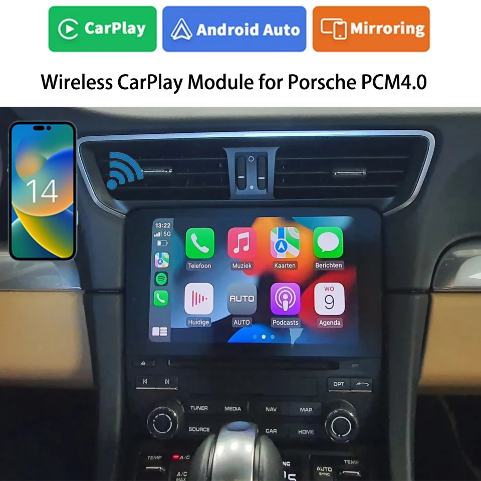 iCarPlay Full New Wireless CarPlay Apple & Android Auto Retrofit for Porsche Cayenne Macan Panamera 911 718 PCM4.0