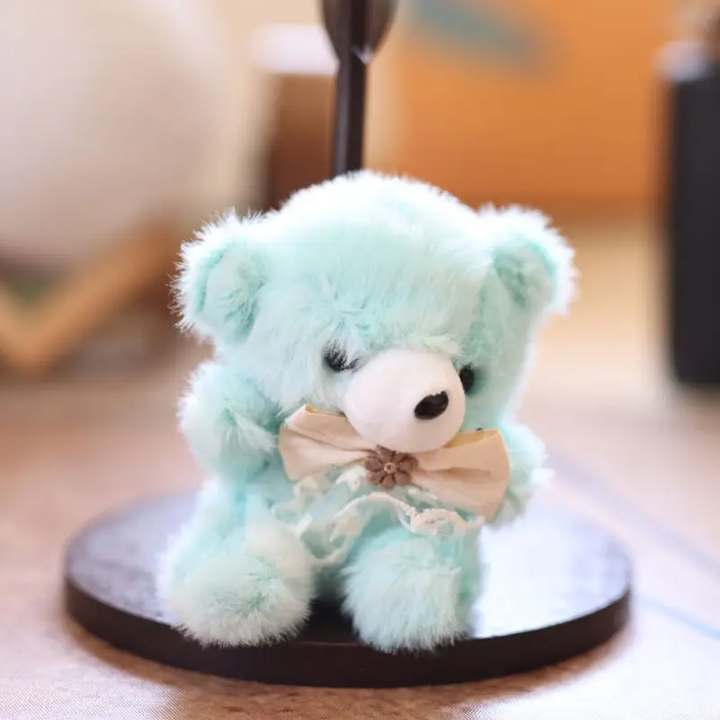 11CM Cute Colorful Teddy Bear Plush Toy Macaron Multi-Color Bag Key Pendant Birthday Gift Keychain Soft Teddy Bear for All Ages